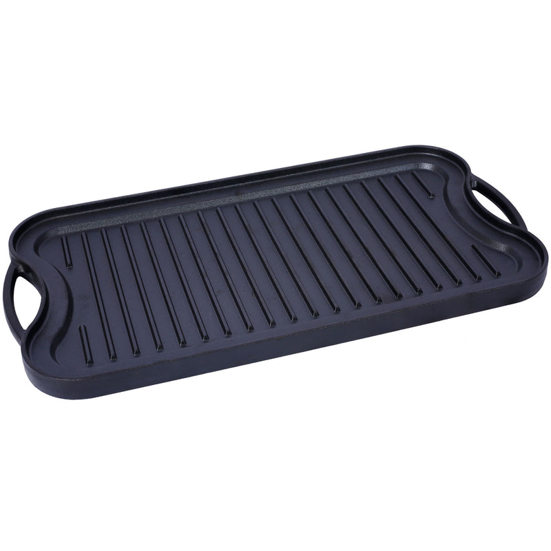 Pre Seasoned Cast Iron Reversible Rectangular Grill / Griddle - Black