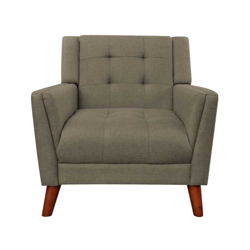 Upholstered Armchair With Button Tufting And Tapered Legs - Mocha