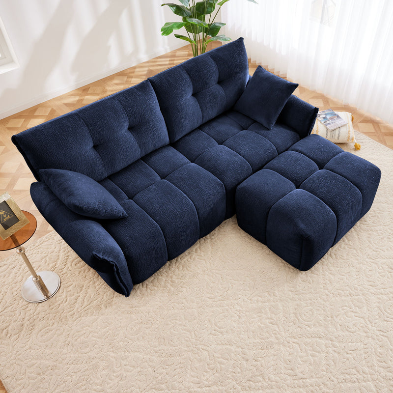 Sofa Set With Ottoman And Pillows, Textured, High Resilience Cushions