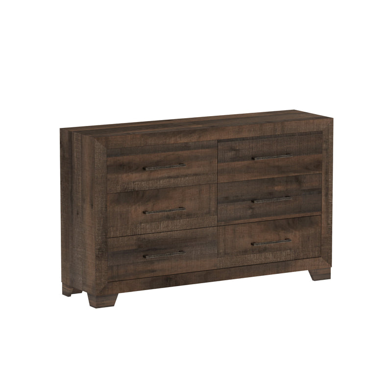 6 Drawer Wooden Dresser - Brown