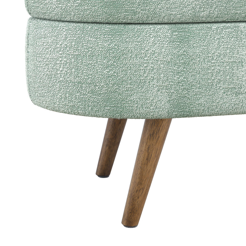 Modern Ottoman Oval Storage Bench With Rubber Wood Legs