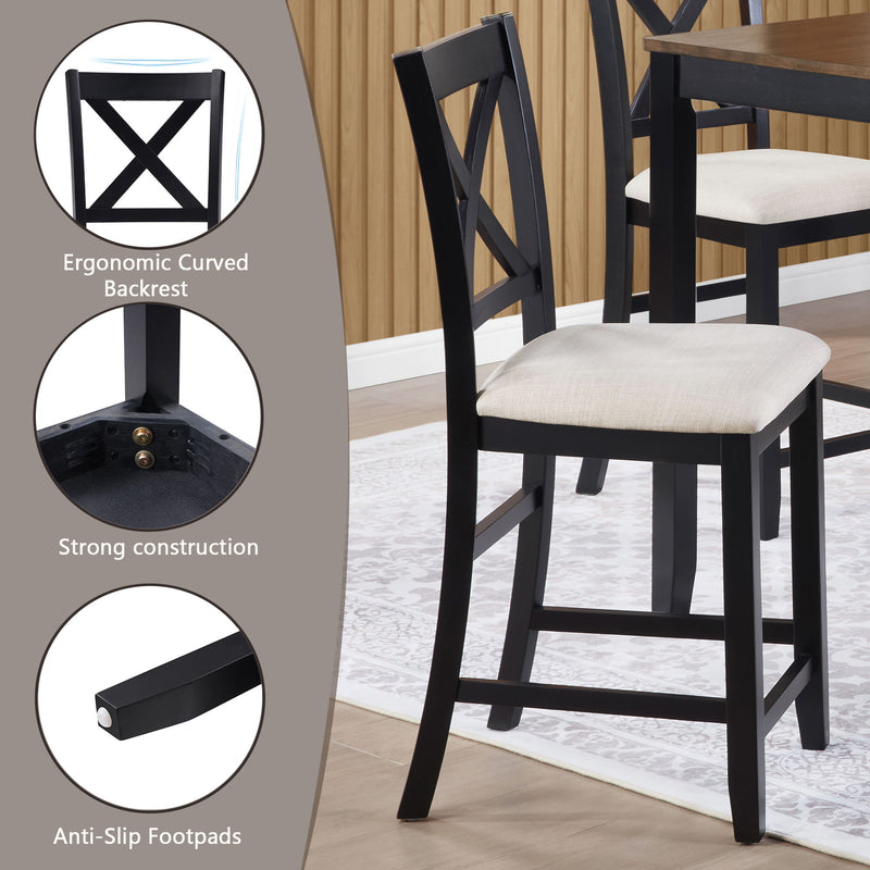 5 Piece Counter Height Dining Table Set With 4 Chairs