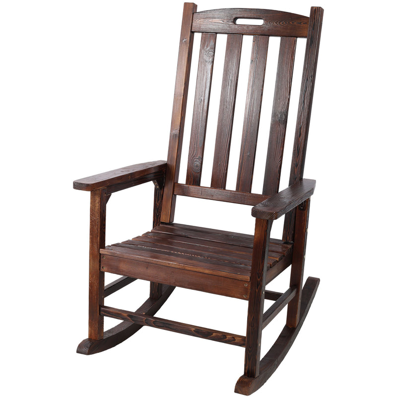Oversized Porch Rocker Chair With Wide Seat And Tall Backrest