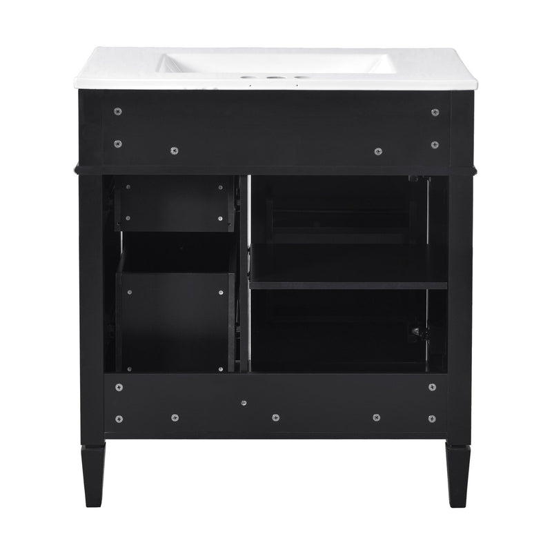 Bathroom Vanity With Top Sink, 2 Drawers & Tip Out Drawer