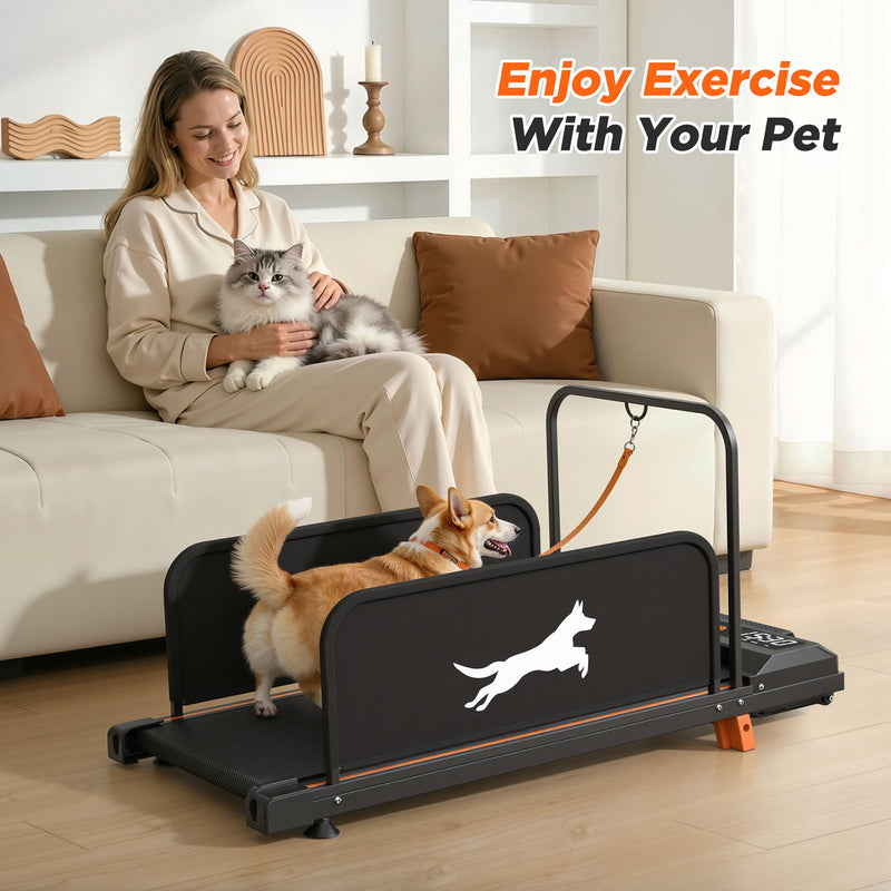 Small Dog Treadmill, Low Noise Pet Exercise Machine For Indoor Puppy Training, Portable Running Wheel - Black