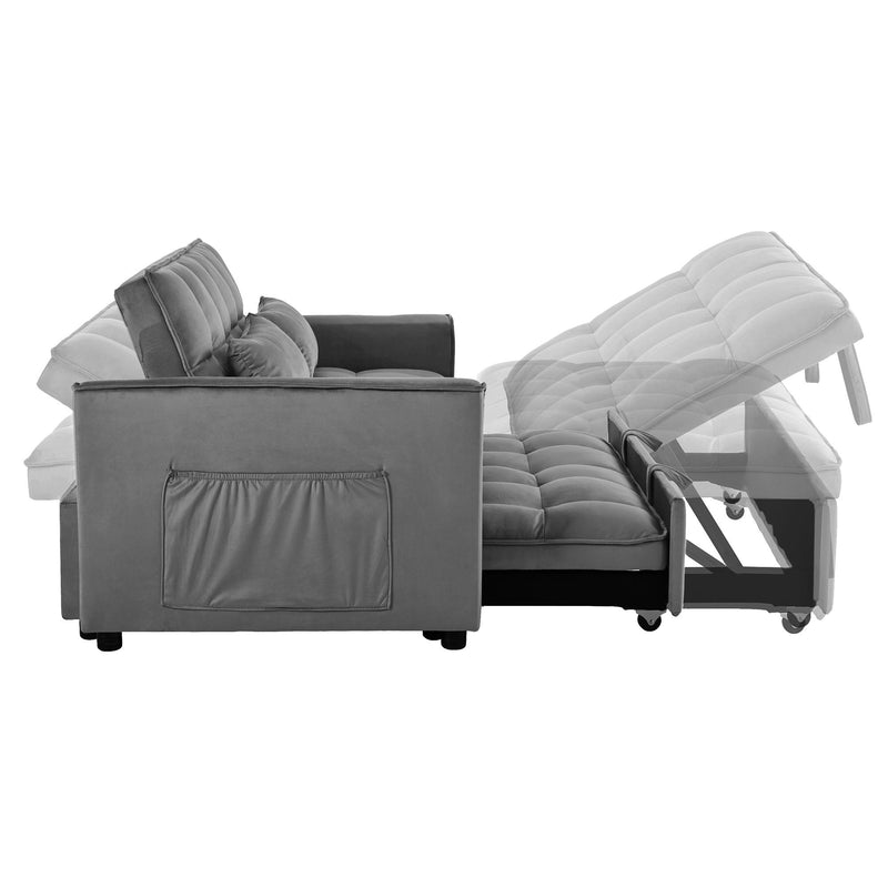 3 In 1 Pull Out Couch Convertible Sofa Bed With Reclining Backrest