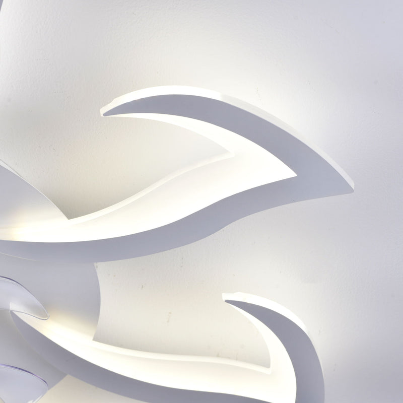 Flower Ceiling Fan With Remote Controlled LED Light, Flush Mount DC Motor Fan