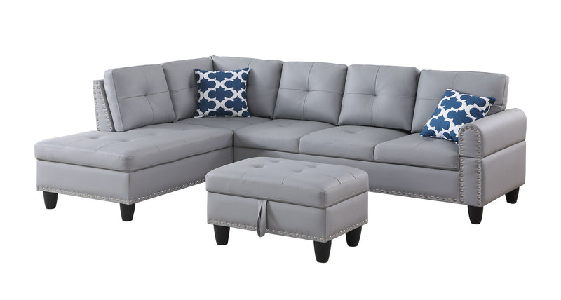 Irine - Sectional Sofa With Ottoman - Gray