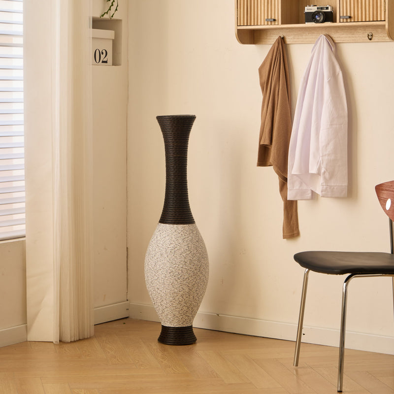 Tall Designer Floor Vase With Elegant 2 Tone