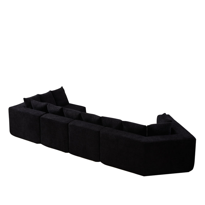 L - Shaped Modular Sofa With Deep Seat And 11 Pillows