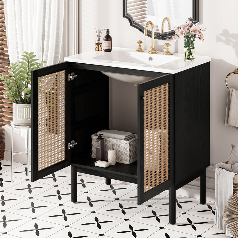 Bathroom Vanity With Soft Closing Mechanism - Black