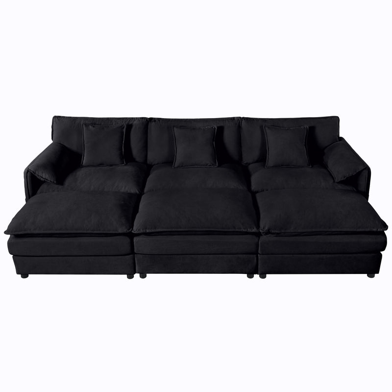 Modern Comfy Deep Seat Modular Sectional Sofa Cloud Couch With Ottoman