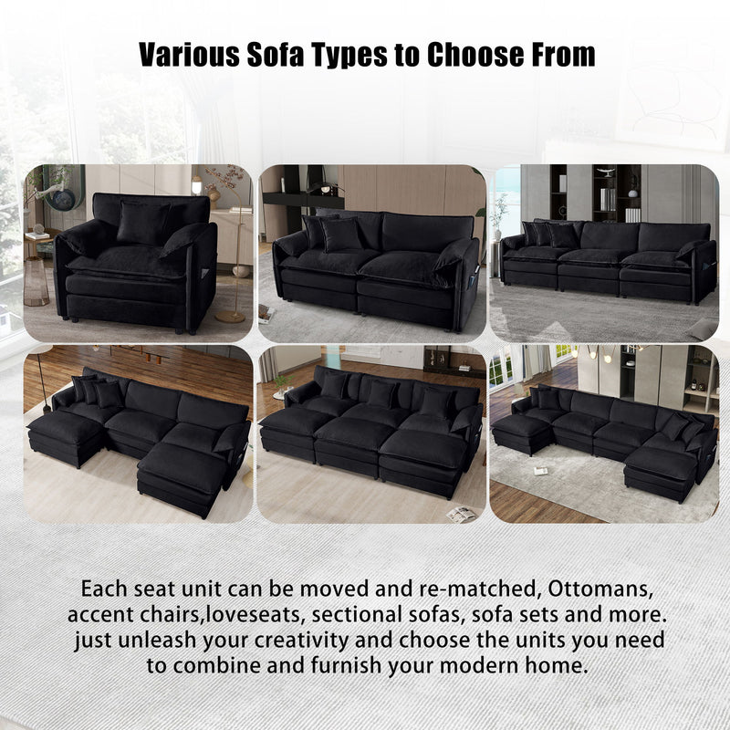 Modern Upholstered Loveseat And Armchair Set With Pillows