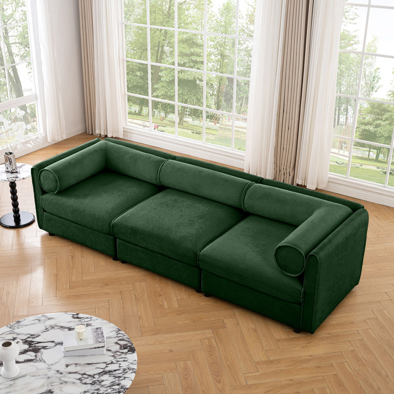 Stylish Sofa With Storage Seat And Cylindrical Backrest