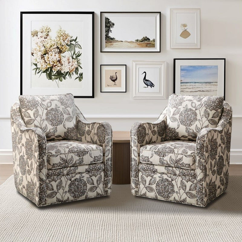 Wide Seat Arm Chair With 360 Degree Rotation