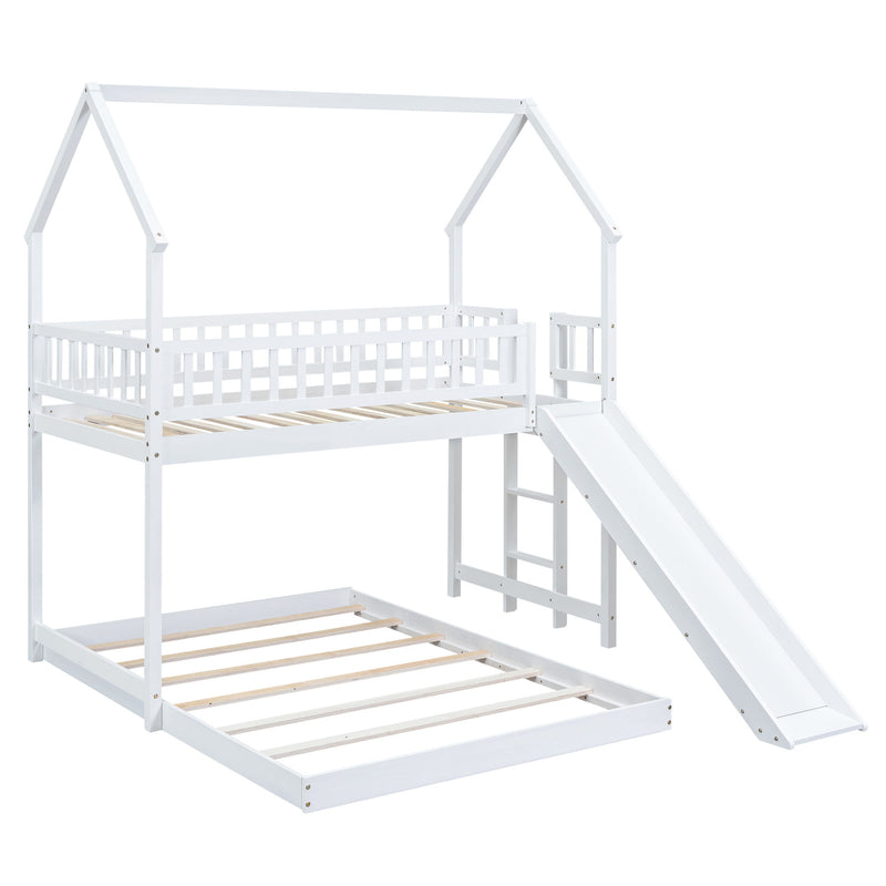 House Bunk Bed With Slide And Built In Ladder