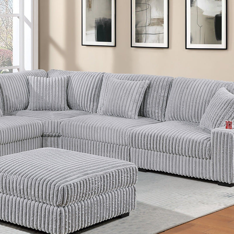 Armless Chair Modular With Pillow Living Room Furniture - Gray / Mink