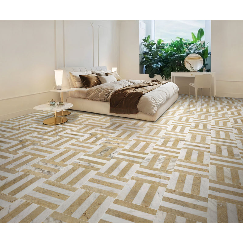 Elegant Waterjet Polished Marble Tile For Floor And Wall