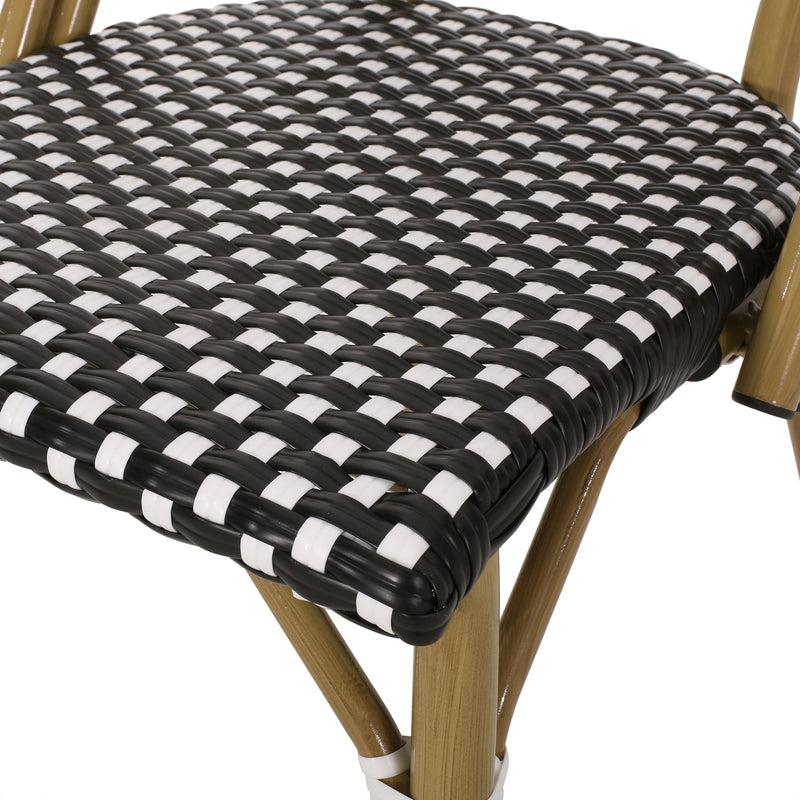 Outdoor Rattan And Aluminum French Bistro Chair Set