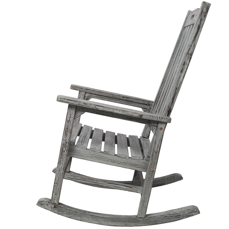 Oversized Porch Rocker Chair With Wide Seat And Tall Backrest