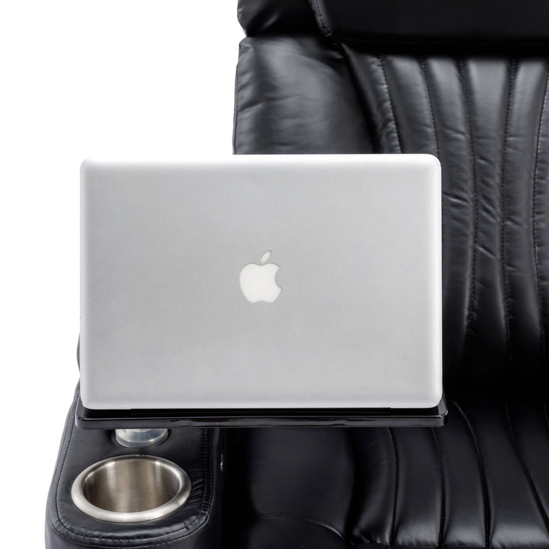 270° Power Swivel Recliner Home Theater Chair With Hidden Arm Storage, LED Light, Cup Holder, And Tray Table