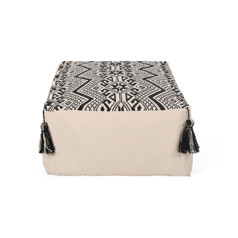 Kiki - Rectangular Pouf Ottoman Floor Cushion Natural - Black