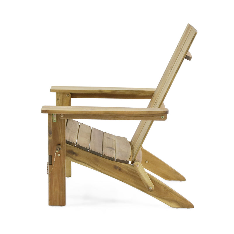 Outdoor Foldable Adirondack Chair With Slat Back - Natural