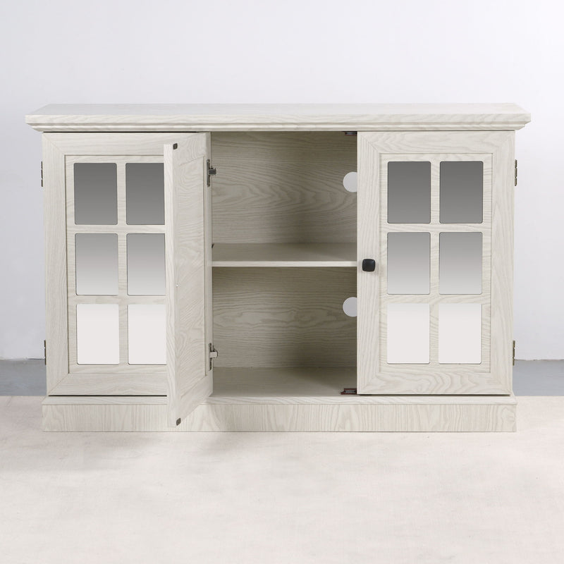 Storage Cabinet With 3 Mirrored Acrylic Doors, Adjustable Shelves