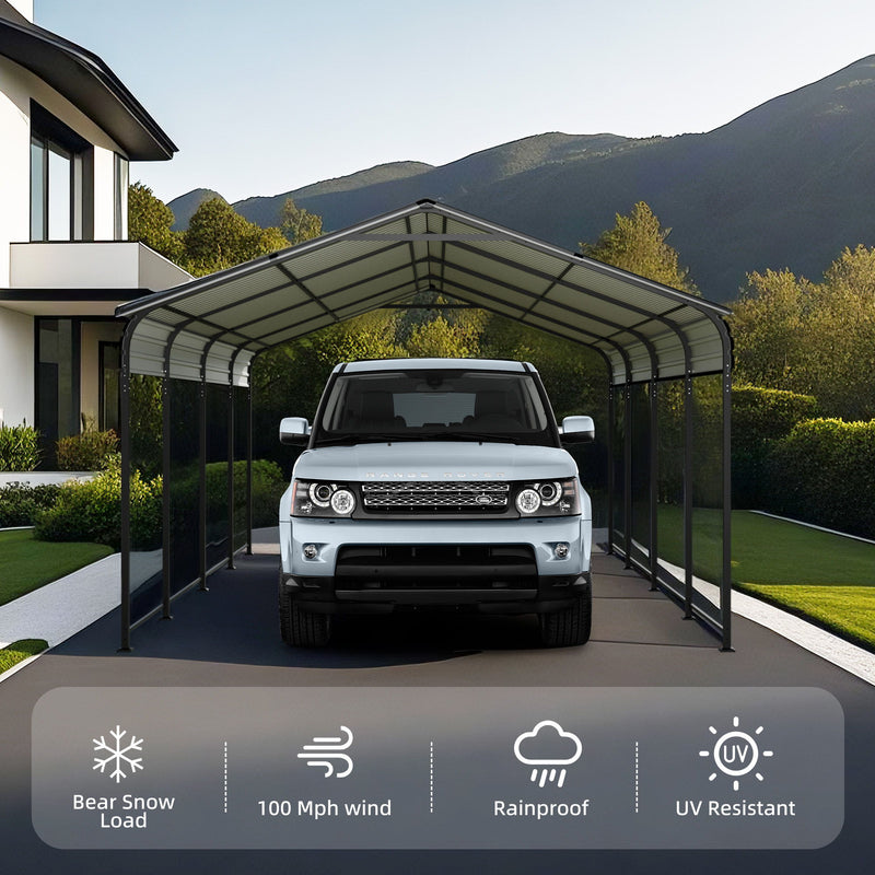 Heavy Duty Carport With Galvanized Roof And Enhanced Base - Anthracite
