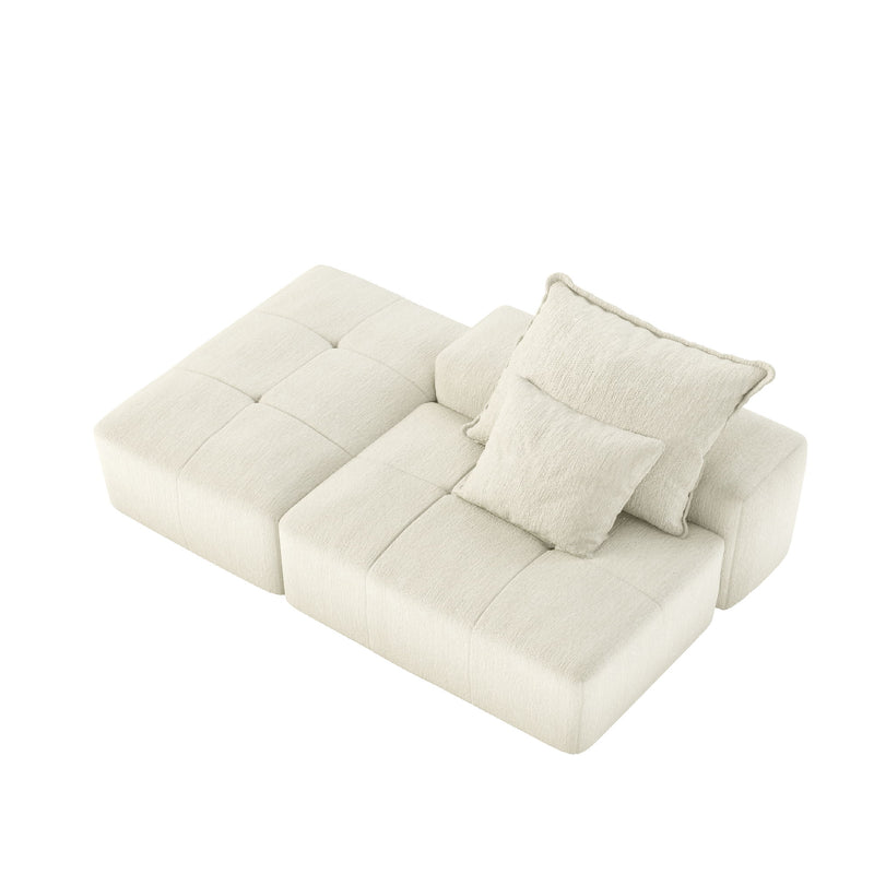 Modern Oversized Modular Sectional Sofa, Sparkling Fabric Soft Cushions With 2 Pillows