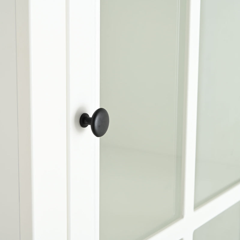 Retro Style Hutch Cabinet With Glass Door, China Cabinet For Home