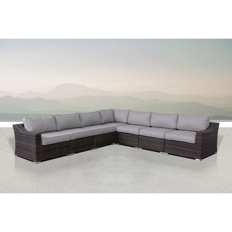 7 Piece Outdoor Sectional Seating Group With Cushions Wicker - Brown