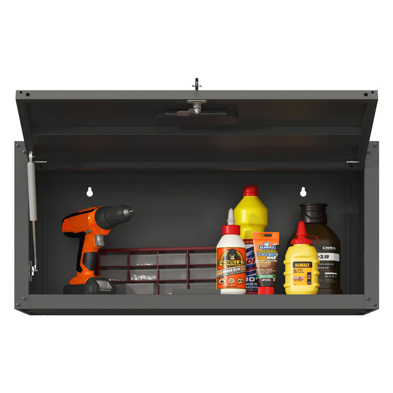Heavy Duty, Metal Wall Mounted Tool Storage Cabinet Steel Metal Garage Storage Cabinet - Black / Gray