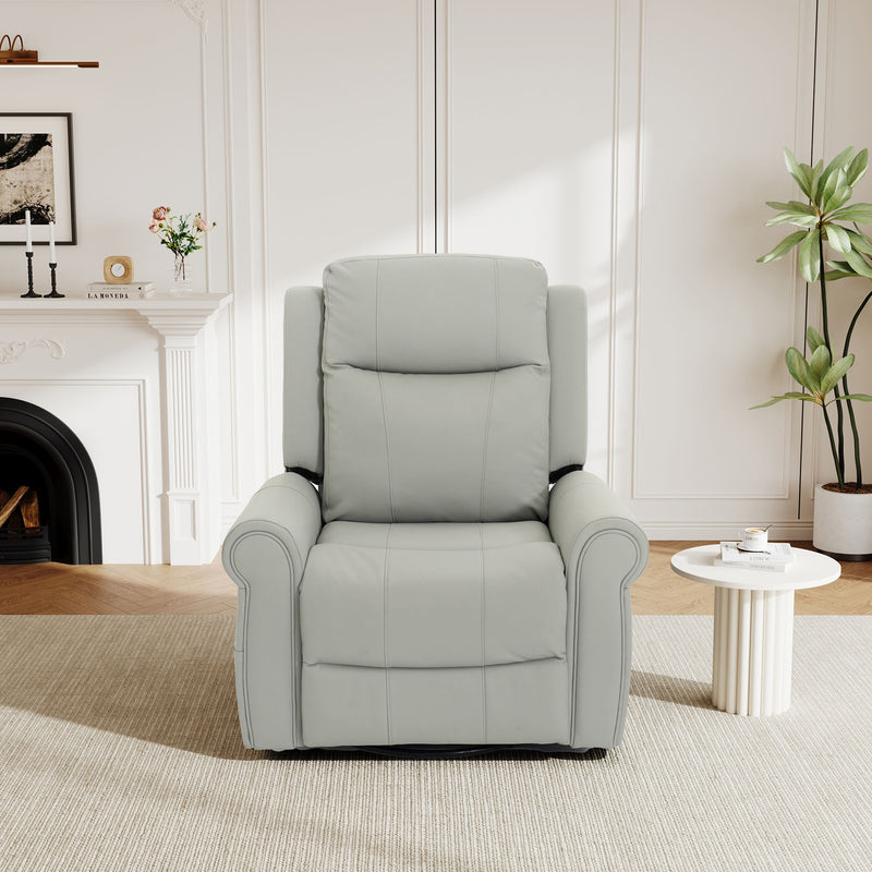 Manual Recliner Chair With 270 Degree Swivel, Massage & Heating, Dual Reclining Positions