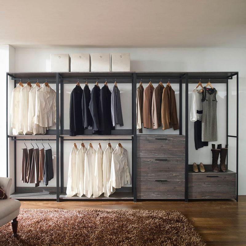 Monica - Modular Design Walk-In Closet System - Rustic