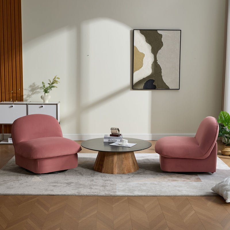 Pumpkin Shaped Swivel Accent Chair, 360 Degree Rotation For Living Room