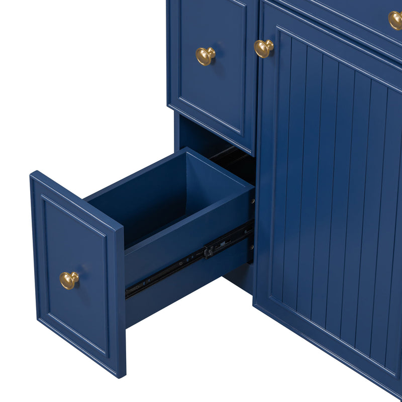 Transitional Style Bathroom Vanity Cabinet With Ceramic Sink