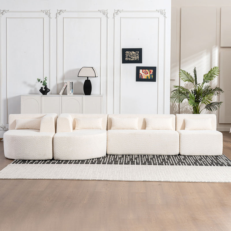 Upholstered Sofa Free Combined Sofa Couch With 2 Chaise Lounge And Five Back Pillows For Living Room