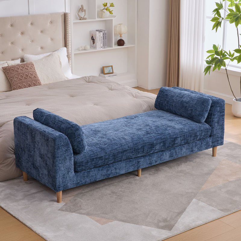 Modern Upholstered End Of Bed Bench With Armrests