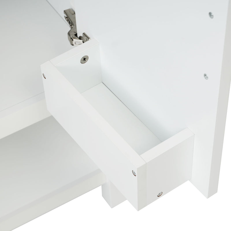 Elegant Bathroom Vanity With Ceramic Sink And Versatile Storage