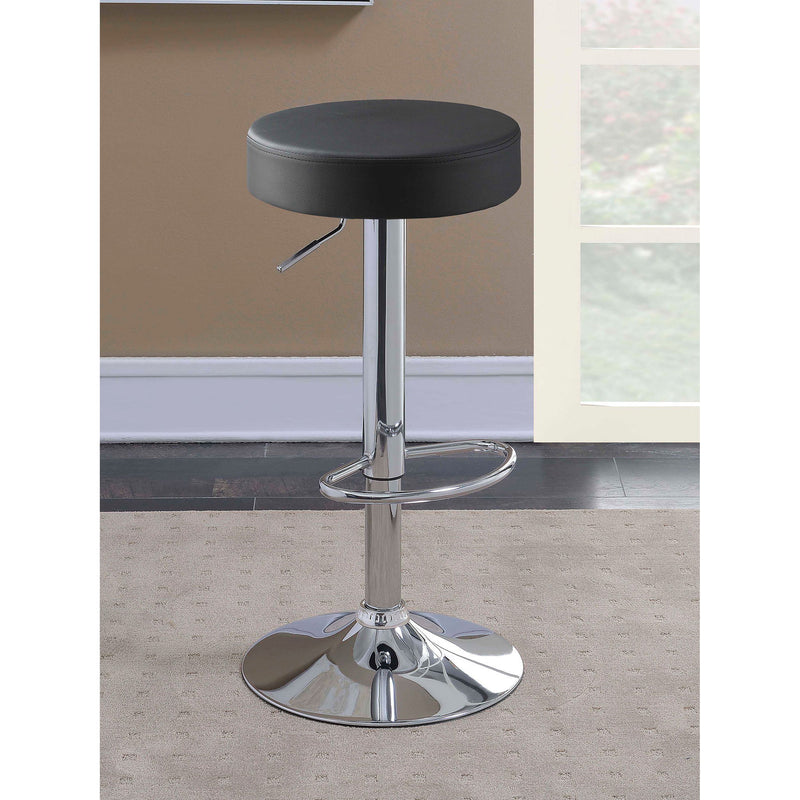 Adjustable Hydraulic Bar Stool With Base And Padded Seat - Black / Silver