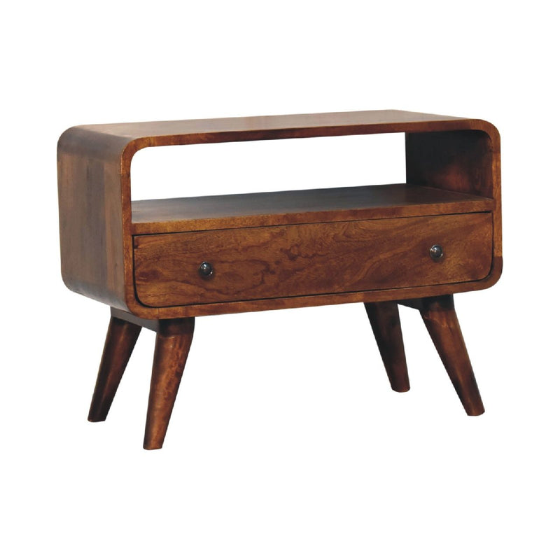 Mini Curved Media Unit - Chestnut