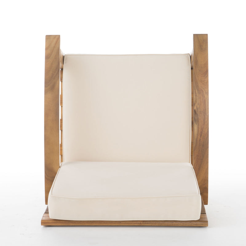 Outdoor Club Chair With Cushion And Acacia Wood Frame - Teak
