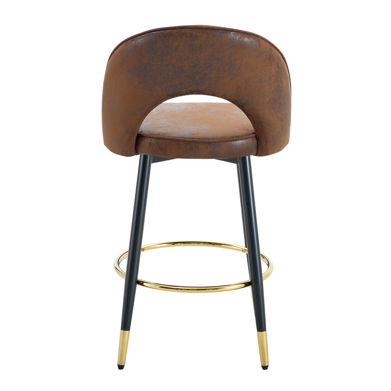 Upholstered Rotatable Bar Chair With Metal Legs For Dining Room