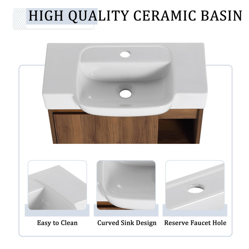 Wall Mounted Bathroom Vanity With Sink & Soft Close Door