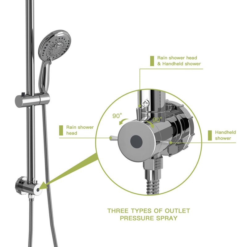 Shower System With 5 Function Rain Hand Shower And Slide Bar Combo