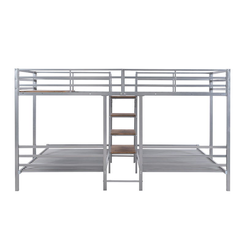 Metal Bunk Bed With Storage Shelves Staircase