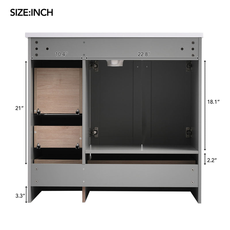 Shaker Free Standing Bathroom Vanity Cabinet & Sink, Soft Close Drawers, Soft Close Doors