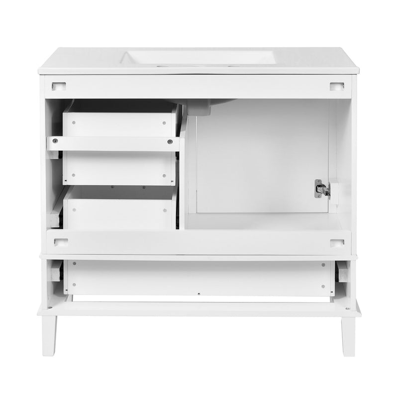 Bathroom Vanity, Modern Bathroom Cabinet With Sink Combo Set, Bathroom Storage Cabinet With A Soft Closing Door And 3 Drawers, Solid Wood Frame
