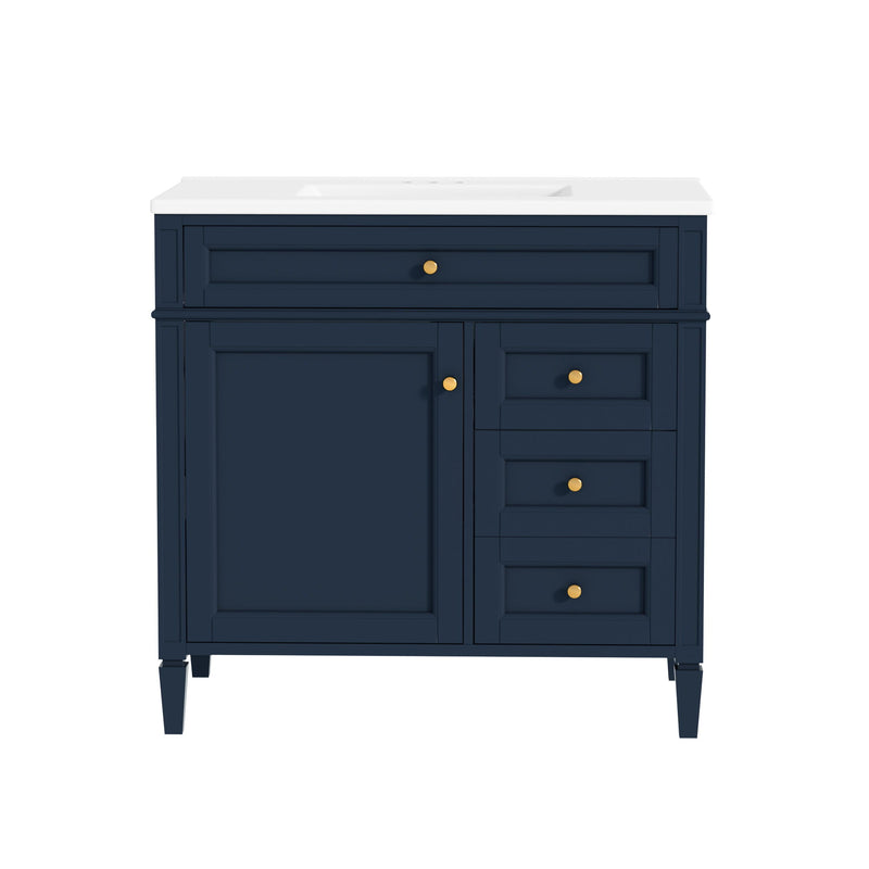 Bathroom Vanity With Top Sink, 2 Drawers, Tip Out Drawer